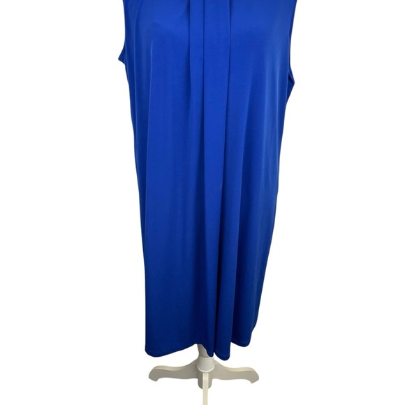 Calvin Klein | Royal Blue Silvertone Collar Drape Cocktail Dress New - Picture 3 of 10